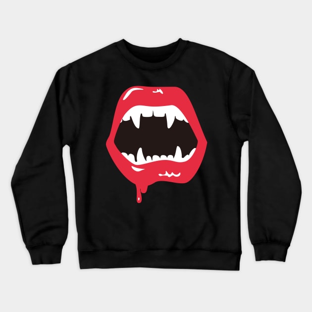 Vampire Teeth Halloween Crewneck Sweatshirt by Room Thirty Four